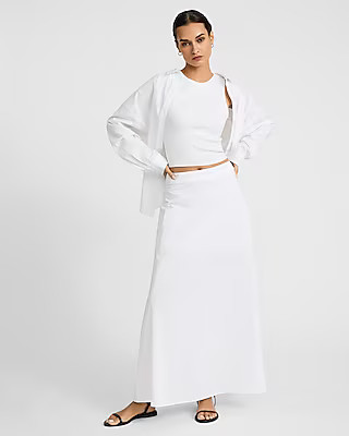 High Waisted Poplin Maxi Skirt | Express