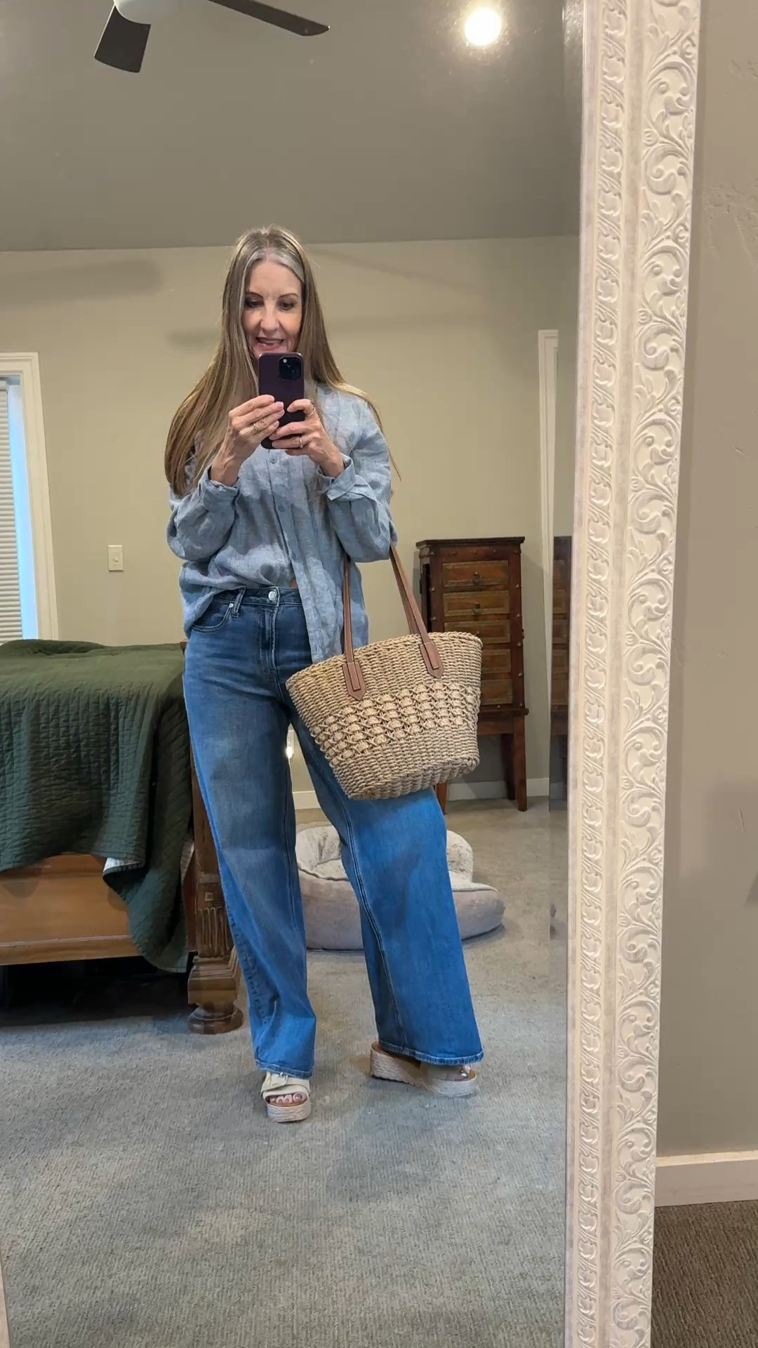 Casual summer outfit of the day. #summerootd #styleover50 #casualootd #linenshirt #widelegjeans #midsizestyle #comfortablesandals

#LTKOver40 #LTKSeasonal #LTKMidsize