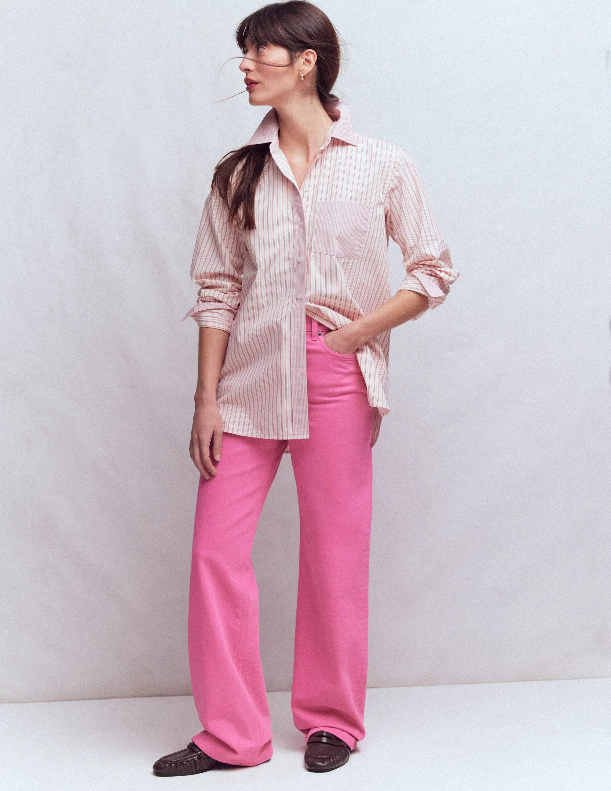 High Rise Column Leg Jeans-Bright Pink | Boden (US)
