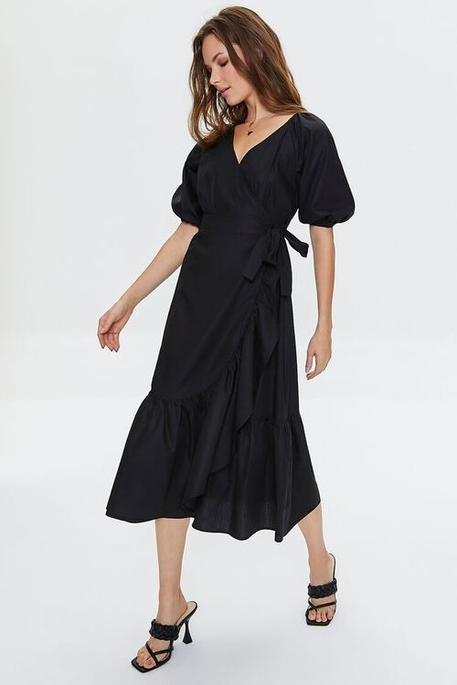 Flounce-Trim Wrap Midi Dress | Forever 21 (US)