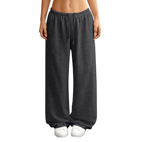 Baggy Sweatpants for Women Wide Leg Sweatpants Comfy Casual Soft Low Waisted Wide Leg Sweat Pants Workout Lounge Travel Pants Loose Fit Gym Womens Sweats Athletic Pantalones para Mujer Dark Gray 2XL | Amazon (US)