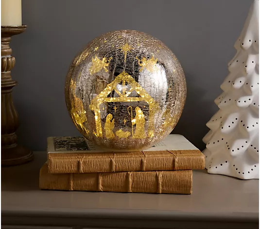 8" Illuminated Crackle Glass Sphere with Hidden Scene by Kim Gravel - QVC.com | QVC