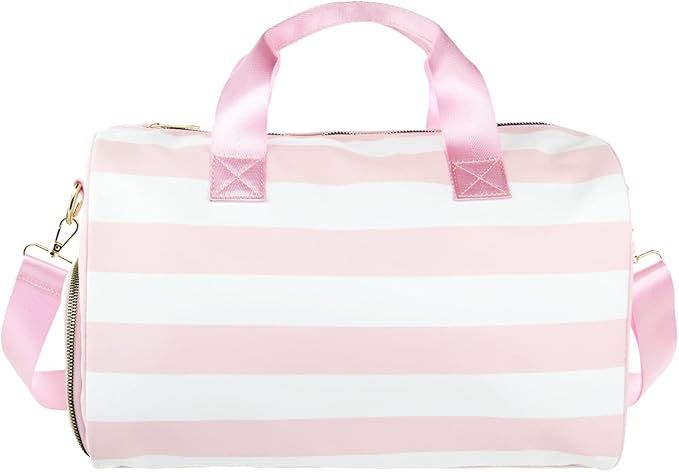 Olivia Miller Girl's Duffel Bag, Overnight Cute Pink & White Stripe Mini Shoulder Bag for Kids, T... | Amazon (US)