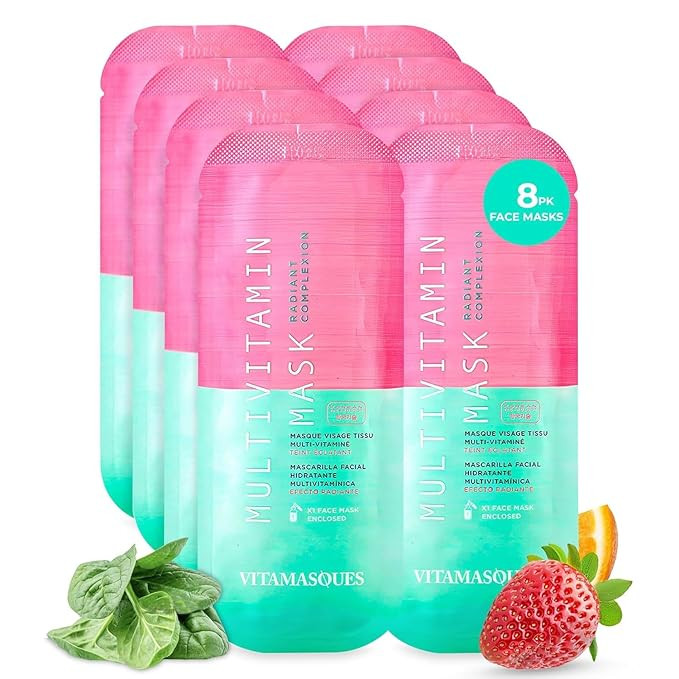 Vitamasques Multivitamin Face Mask, 8-Pack - Hydrating and Nourishing Korean Skincare for Radiant... | Amazon (US)