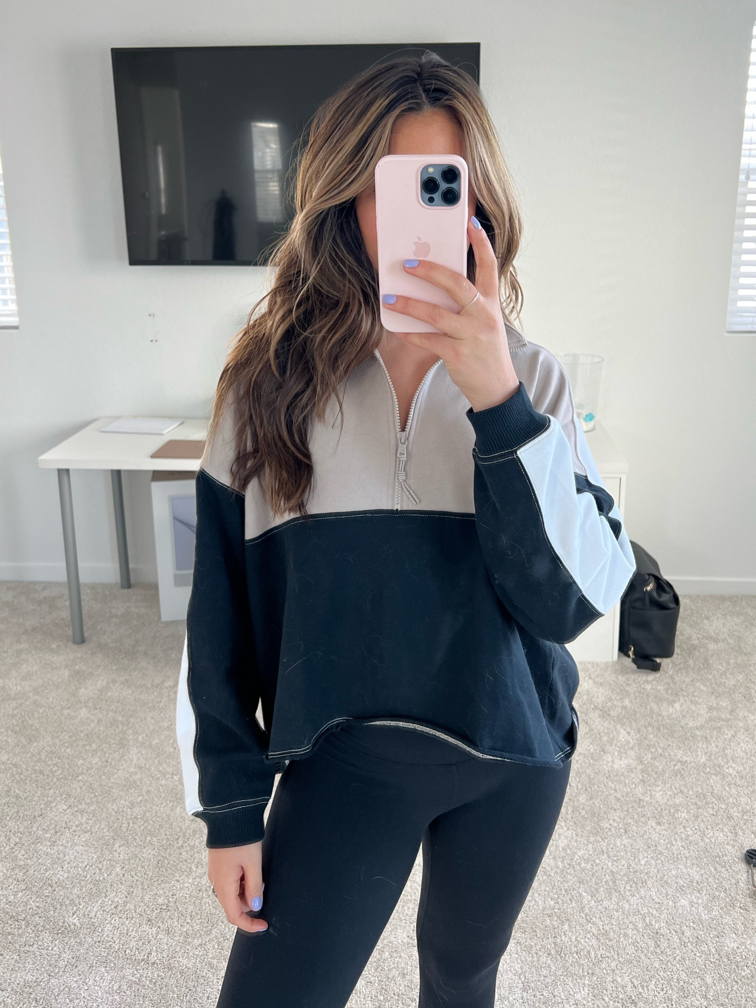 Color block quarter zip 