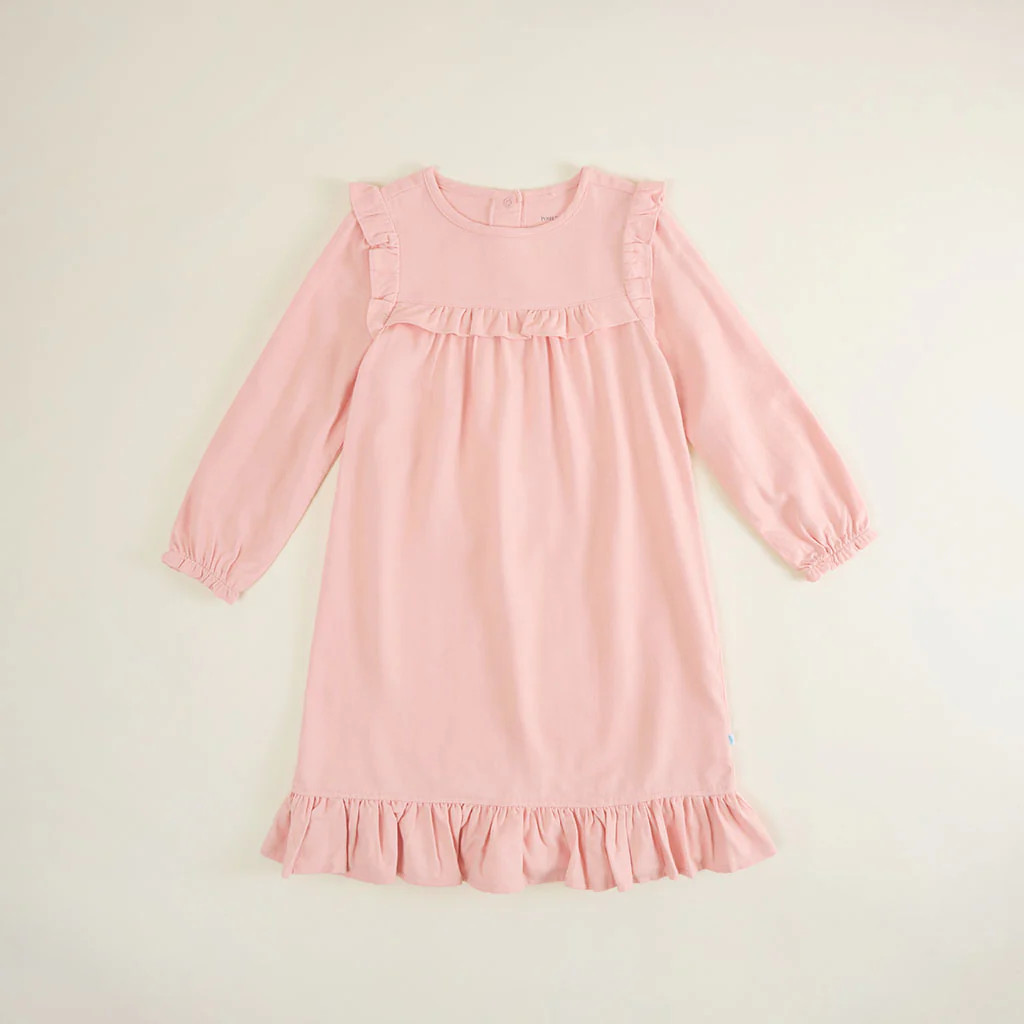Solid Pink Flannelette Nightgown | Powder Pink | Posh Peanut