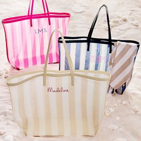 Cabana Stripe Mesh Tote | Mark and Graham