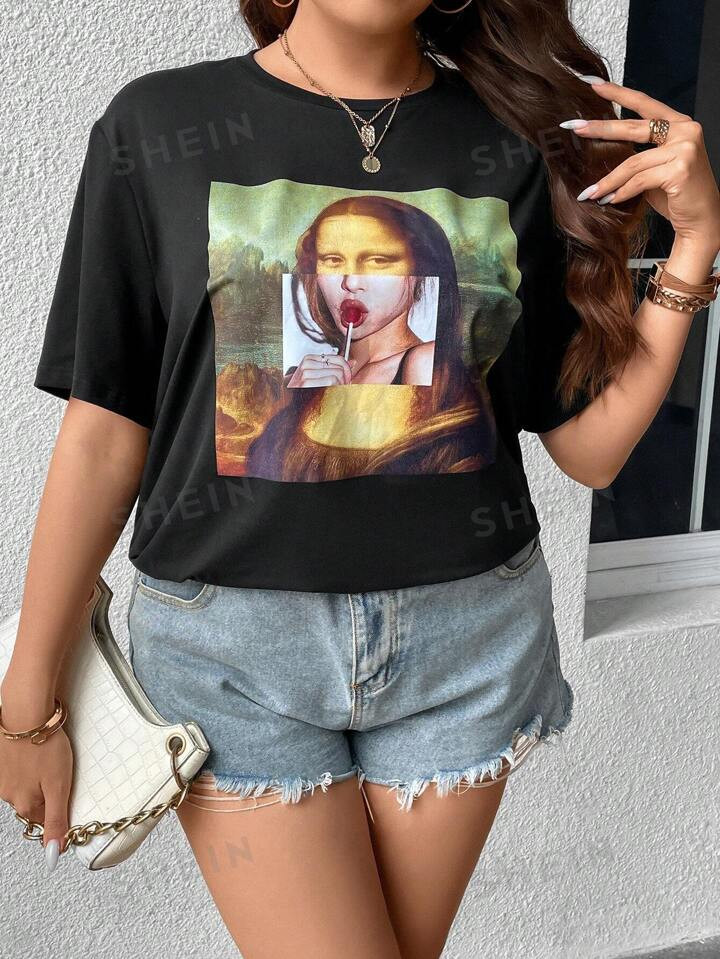 SHEIN Essnce Plus Figure Graphic Tee | SHEIN