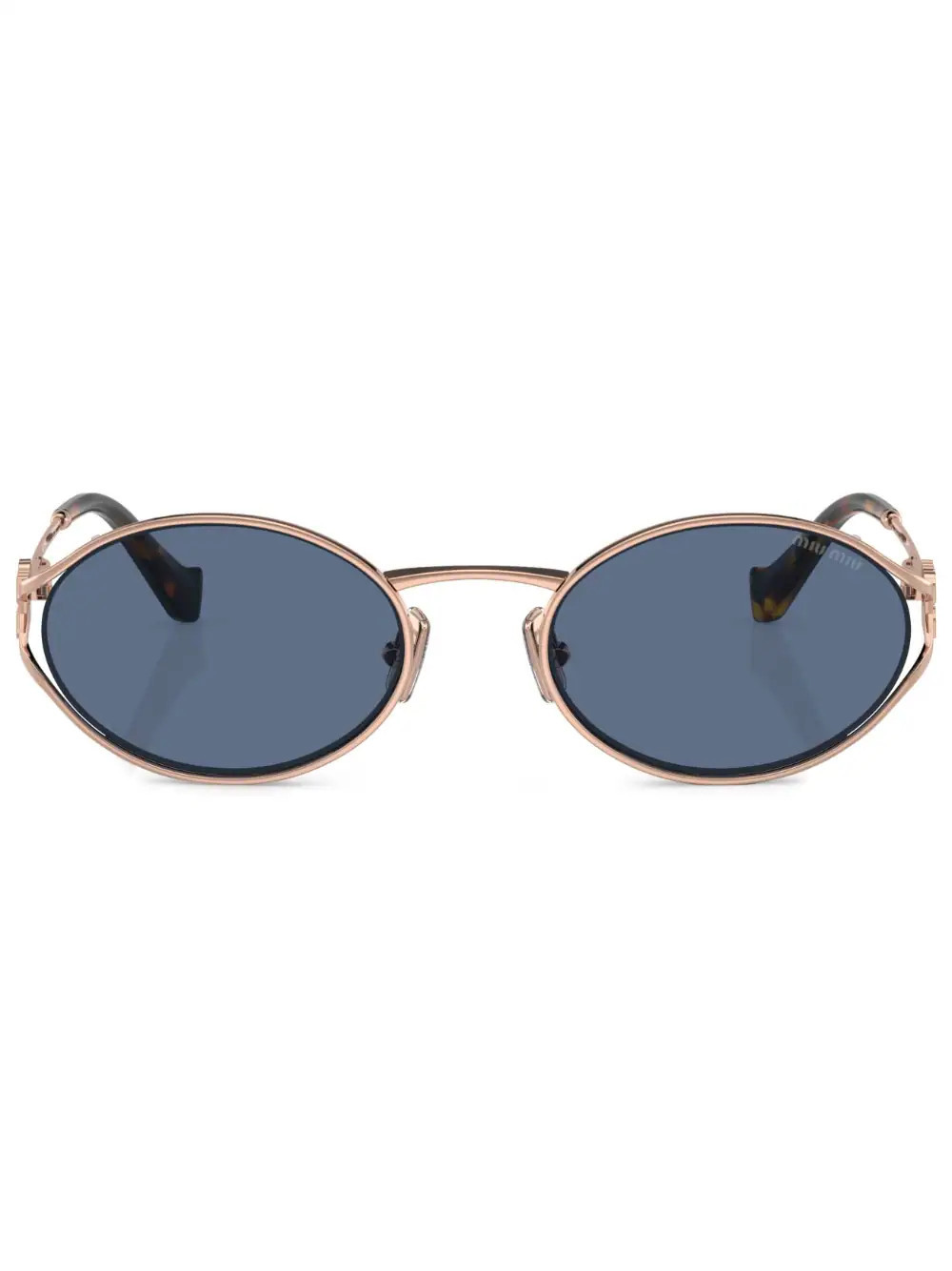 Miu Miu Eyewear logo-plaque oval-frame sunglasses - Pink | Farfetch Global