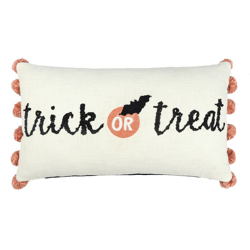 Trick or Treat Halloween Throw Pillow with Tassels, 14x24 | At Home
