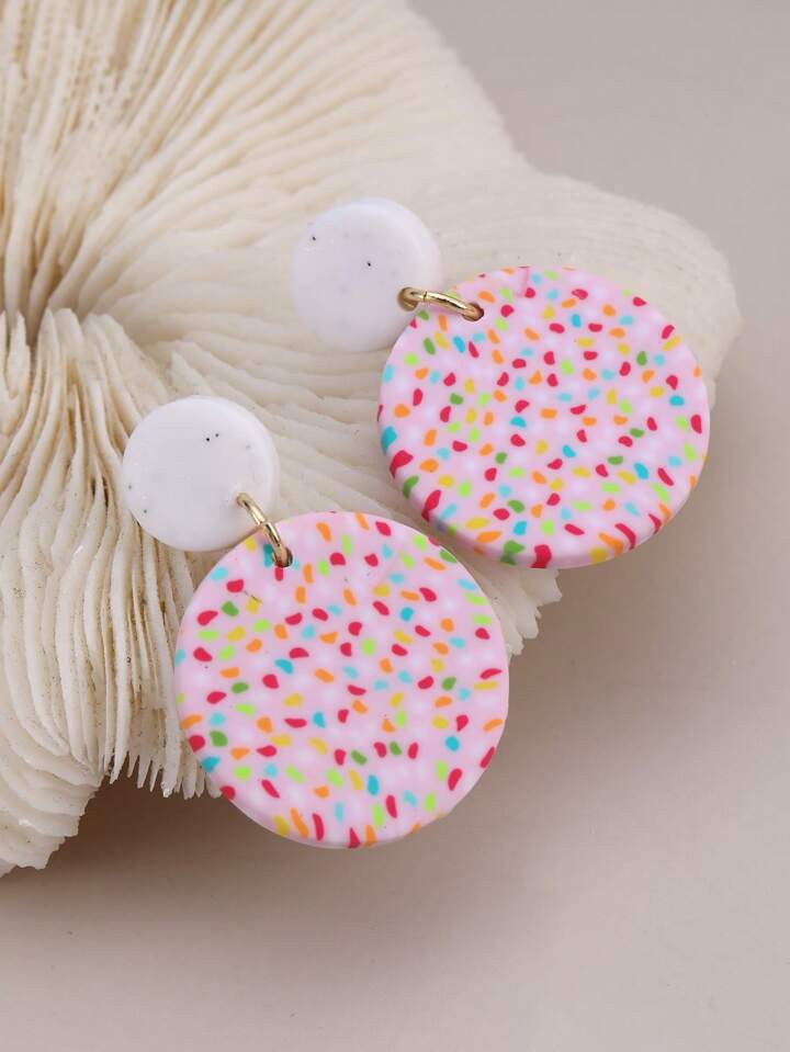 1pair Boho Graphic Round Drop Earrings For Women For Vacation | SHEIN