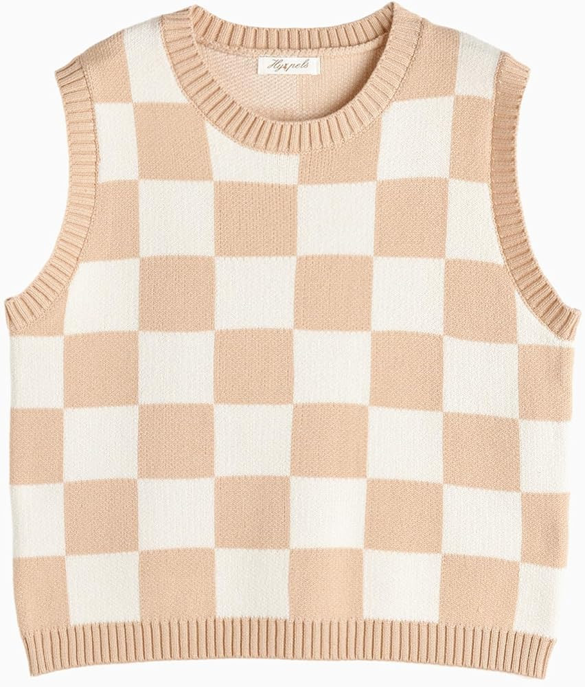 Hyipels Women's Sweater Vest,Y2K Sleeveless Pattern Preppy Style Knitted Crop Tank Top for Girl | Amazon (US)