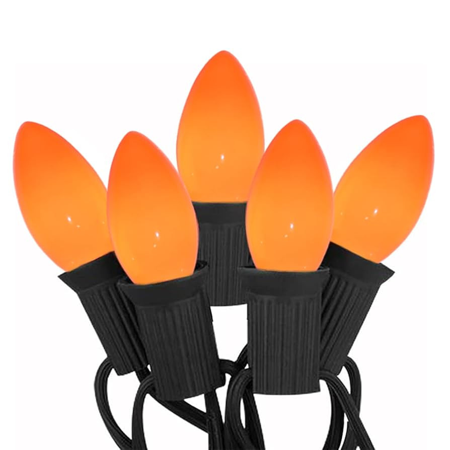 C9 Ceramics Orange String Lights, 25Ft Outdoor Halloween String Light with 26 Ceramics Orange Bul... | Amazon (US)
