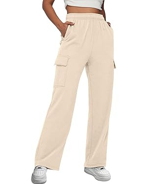 AUTOMET Womens Cargo Sweatpants Casual Baggy Fleece High Waisted Joggers Pants | Amazon (US)