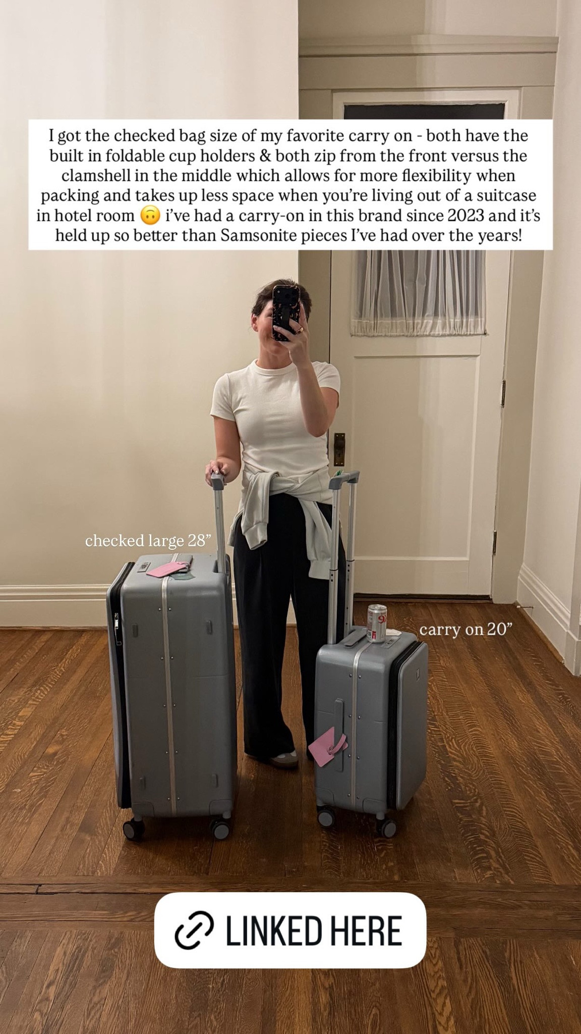 I got the checked bag size of my favorite carry on - both have the built in foldable cup holders & both zip from the front versus the clamshell in the middle which allows for more flexibility when packing and takes up less space when you're living out of a suitcase in hotel room - i've had a carry-on in this brand since 2023 and it's
held up so better than Samsonite pieces I've had over the years!

#LTKTravel #LTKdayinmylife #LTKstorytime