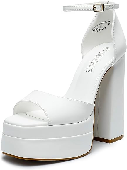 DREAM PAIRS High Heels Chunky Block Platform Heels for Women Ankle Strap Sexy Open Square Toe Hee... | Amazon (US)