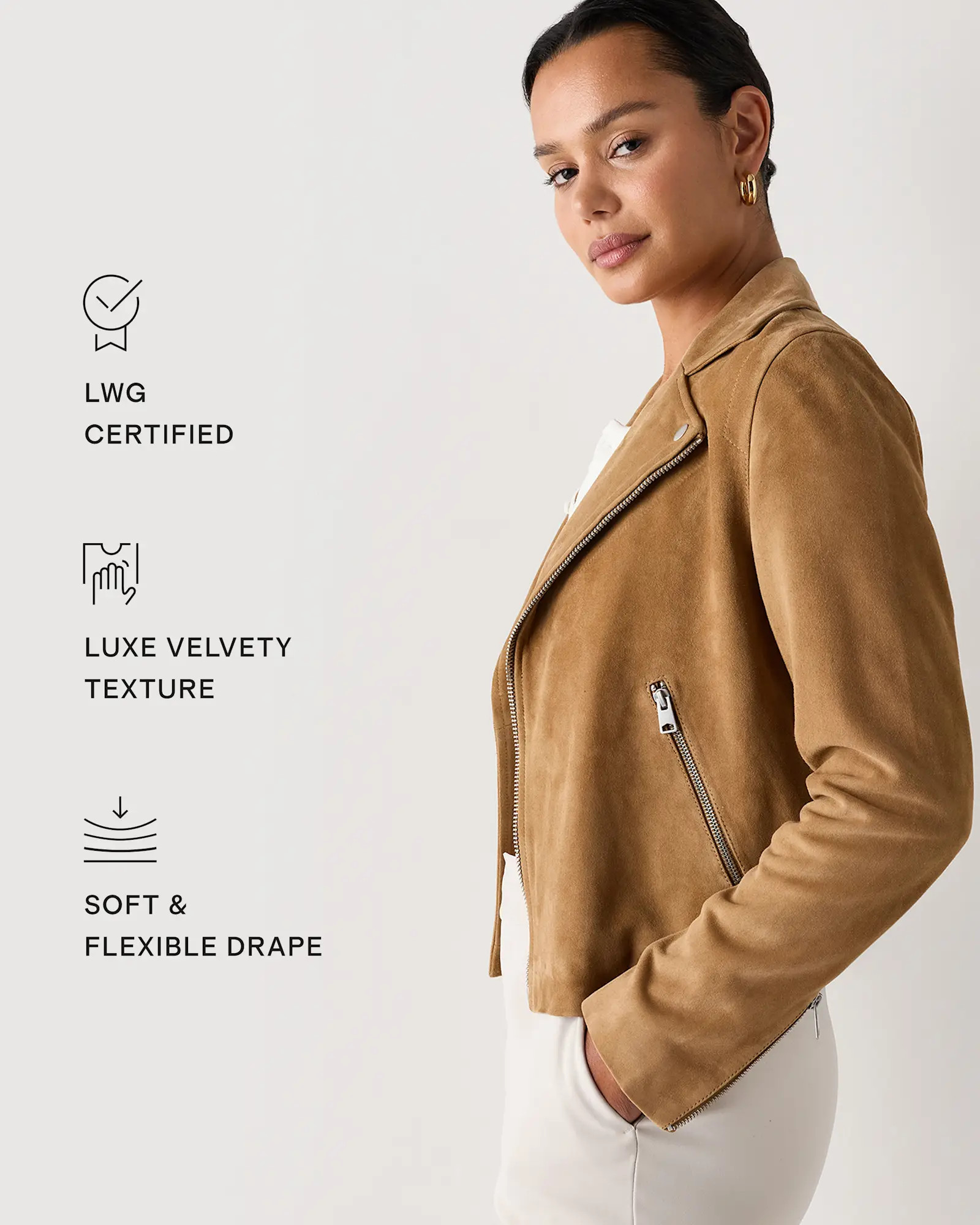 100% Suede Motorcycle Jacket in Pecan Brown | Quince