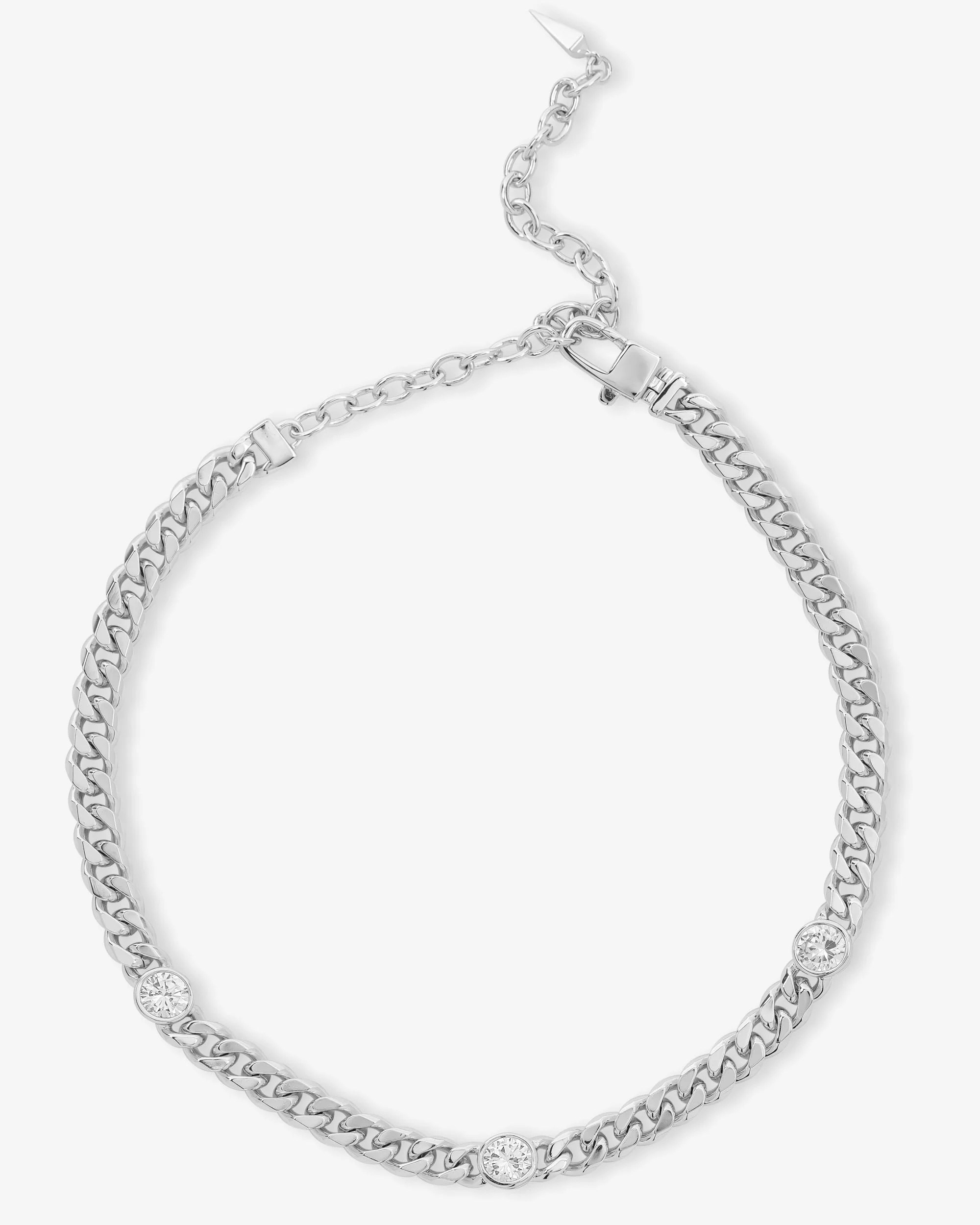 Julian Triple Diamond Choker - Silver|White Diamondettes | Melinda Maria Jewelry