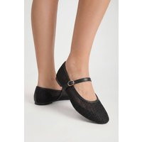 boohoo Women's Mesh Ballet Flats in Black | Size: 3 | Boohoo.com (UK & IE)