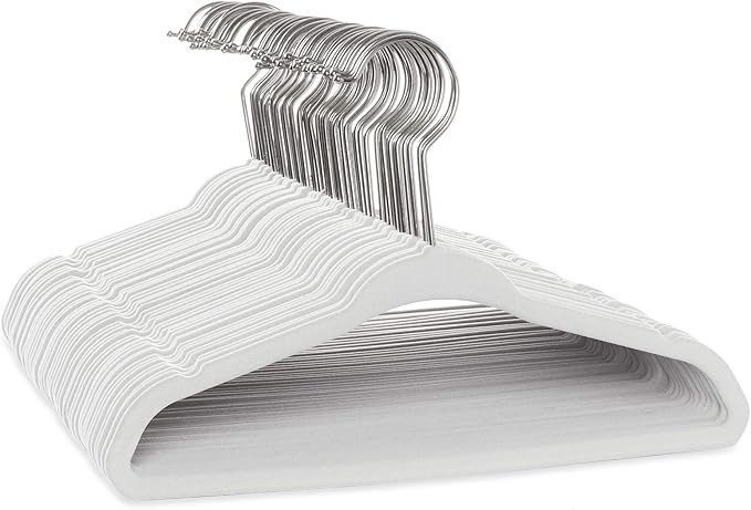 Casafield 50 Velvet Baby Hangers - 11" Size for Infant & Toddler Clothes - Ivory | Amazon (US)