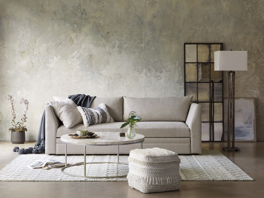 Charlie Ivory Shag Pouf | Arhaus