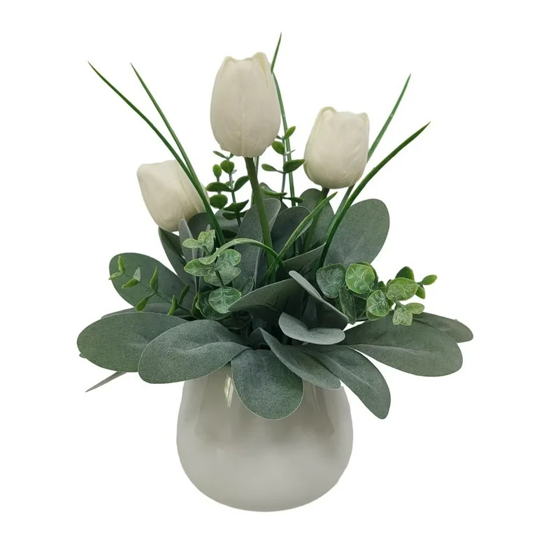 Way to Celebrate Artificial Flowers Tulip Potted Tabletop Decor Fake Plants Tree In Pot Home Wedd... | Walmart (US)