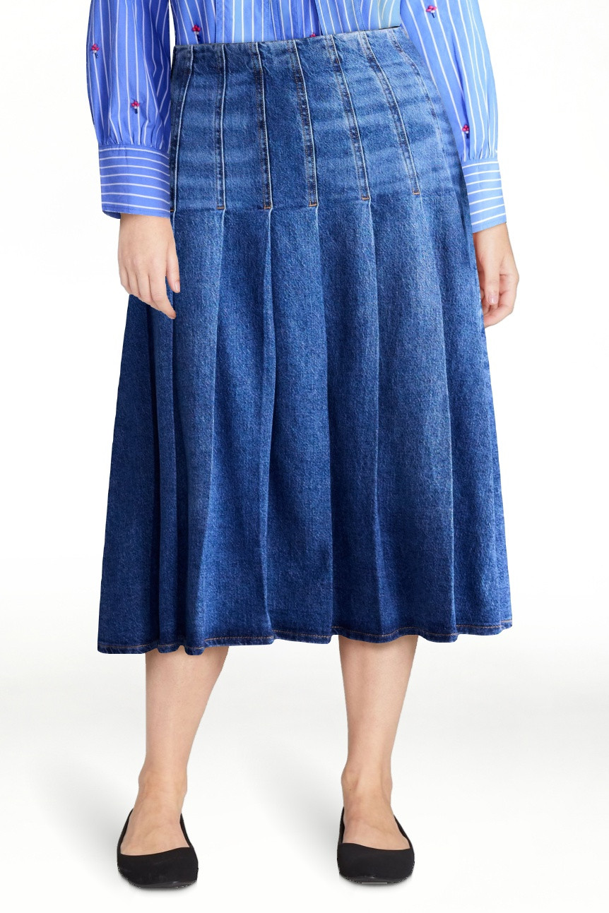 Free Assembly Women's and Women's Plus Stitched Pleat Denim Maxi Skirt, Sizes 0-28W | Walmart (US)