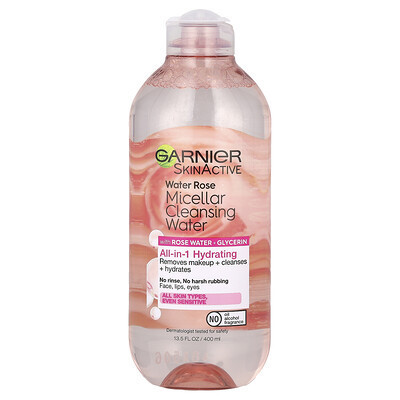 Garnier, SkinActive, Water Rose Micellar Cleansing Water with Rose Water + Glycerin, 13.5 fl oz (400 ml) | iHerb