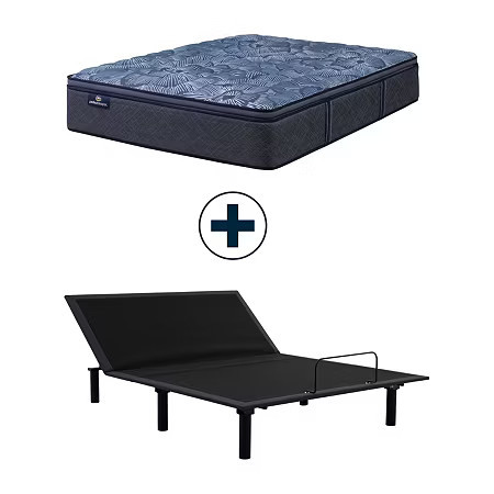 Serta Perfect Sleeper Cobalt Calm Plus 14.5" Medium Pillow Top - Mattress + Adjustable Base, One Size, White | JCPenney