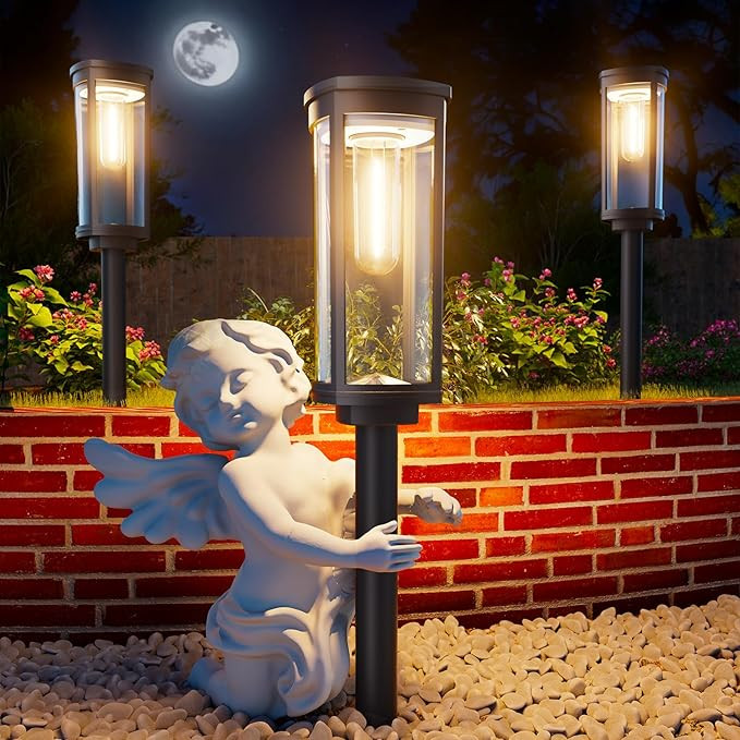 Solar Pathway Lights Outdoor Warm White 8-Pack Waterproof IP65, Auto On/Off Solar Powered Walkway... | Amazon (US)