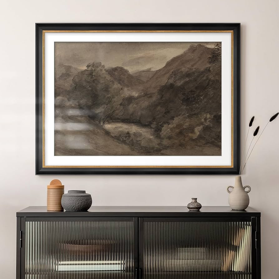 MUDECOR Premium Framed Wall Art Moody Landscape with River and Hills Illustrations Impressionism ... | Amazon (US)