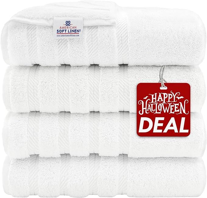 American Soft Linen 4 Piece Bath Towel Set, 100% Turkish Cotton Bath Towels for Bathroom, 27x54 i... | Amazon (US)