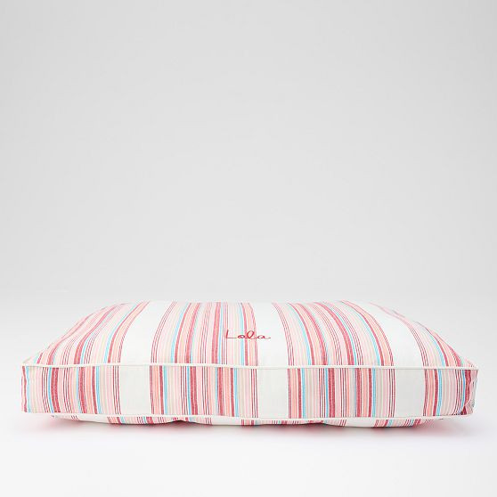 Dog Pillow Bed, Medium, Pink-Red Stripe | Mark and Graham