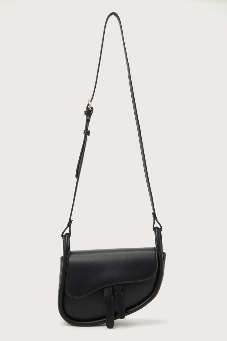 Arlo Black Vegan Leather Saddle Bag | Lulus
