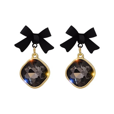 QISIWOLE Black Butterfly Bow Earrings Fashion Crystal Creative Shining With Shining Cubic-Crystal Wonderful Gift 1.26inch 1 Pair of Earrings Clearance | Walmart (US)
