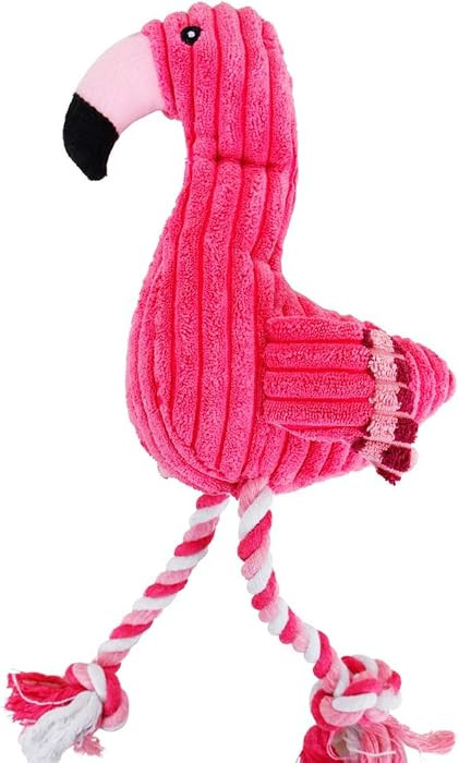 Dog Plush Toys,Cute Flamingo Durable Squeaky Teething Toys for Puppy, Interactive Stuffed Dog Che... | Amazon (US)