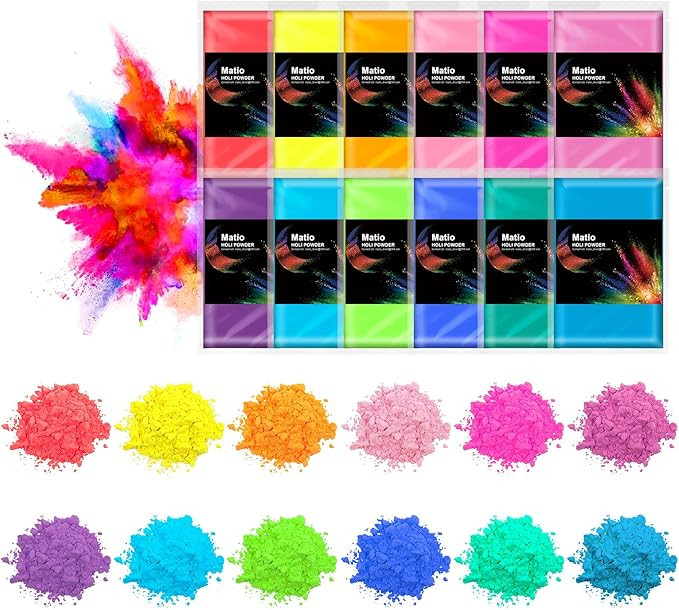 Matio Color Run Powder, 12 Pack 3.5oz/100g Each Natural Holi Powders Assorted Coloring Rangoli Bu... | Amazon (US)
