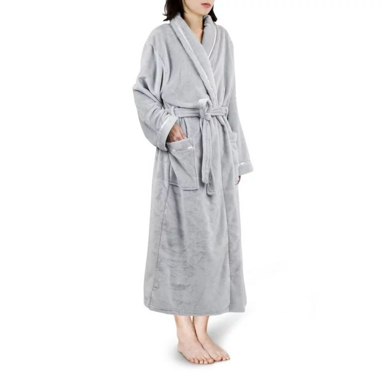 PAVILIA Plush Robe For Women, Light Grey Fluffy Soft Bathrobe, Lightweight Fuzzy Warm Spa Robe, C... | Walmart (US)
