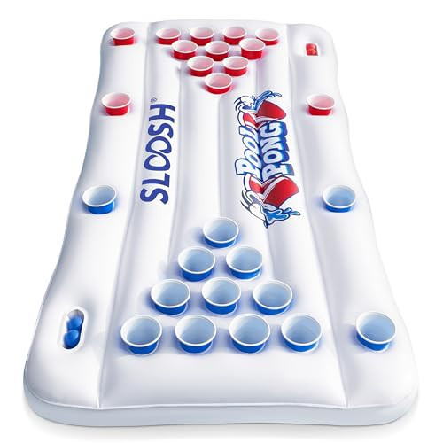 SLOOSH Pool Toys Games Set - Pong Toss Game Water Toys for Adults Kids Family Games, Inflatable Floats Lounge Raft Floating Swimming Pool Accessories 6x3 FT Table with 10 Pong Balls for Parties | Amazon (US)