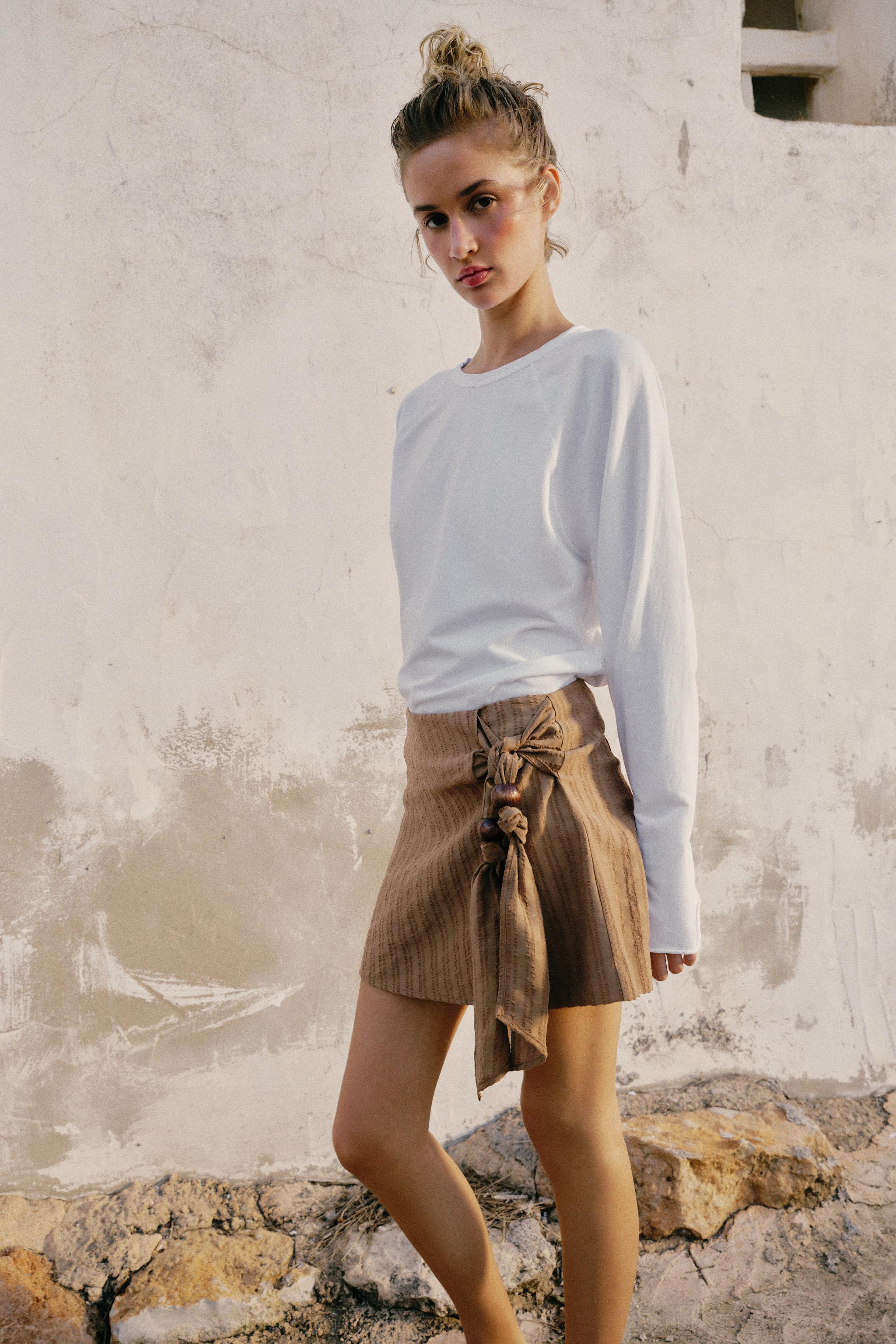 BEADED KNOTTED SKORT | Zara US