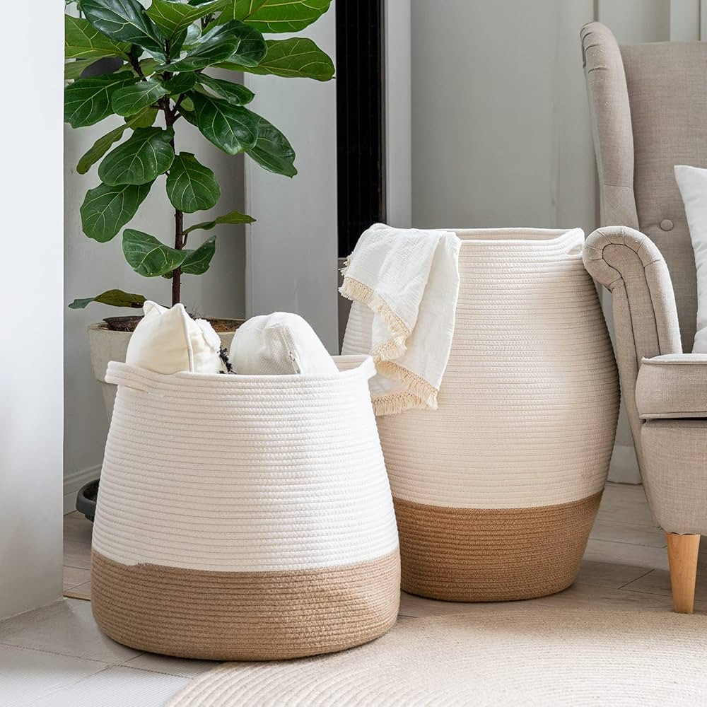 Goodpick Boho Woven Toy Basket And Tall Laundry Hamper (Set of 2) | Amazon (US)