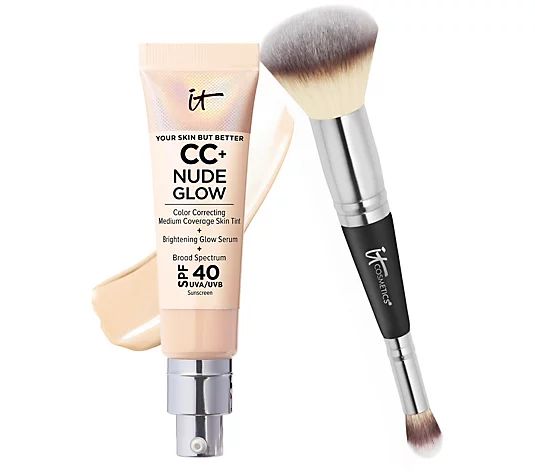 IT Cosmetics Your Skin But Better CC+ Nude Glow SPF40 w/ Luxe Brush - QVC.com | QVC