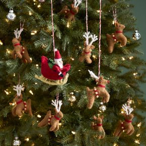 Felt Santa's Sleigh & Reindeer Ornaments (Set of 10) | West Elm (US)