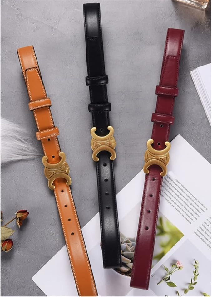 SICCSAEE Ladies Thin Waist Leather, Skinny Casual Jeans Belt Metal Buckle Formal All-match Belt (... | Amazon (UK)