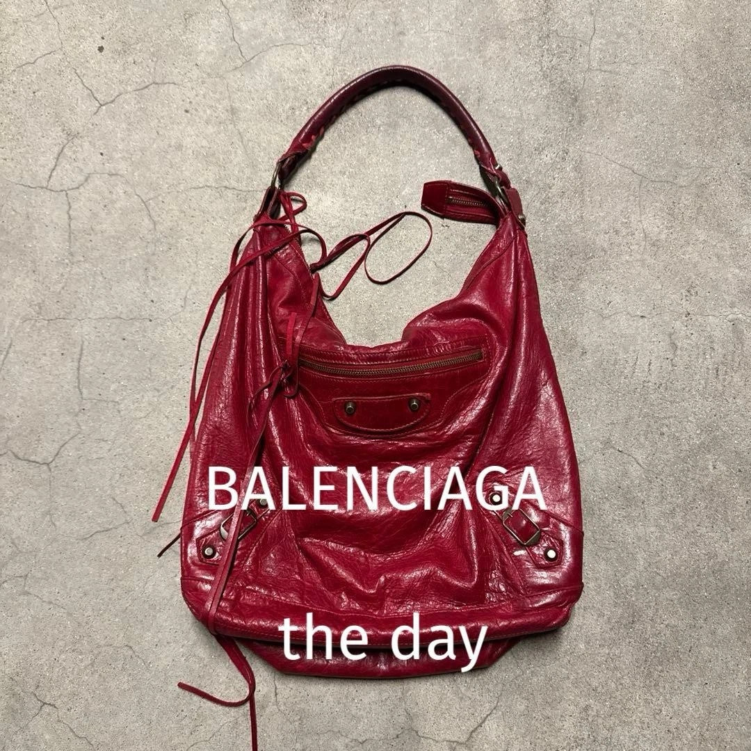 Authenticity GuaranteeBALENCIAGA The Day Leather Handbag Shoulder Bag Burgundy Authentic | eBay AU
