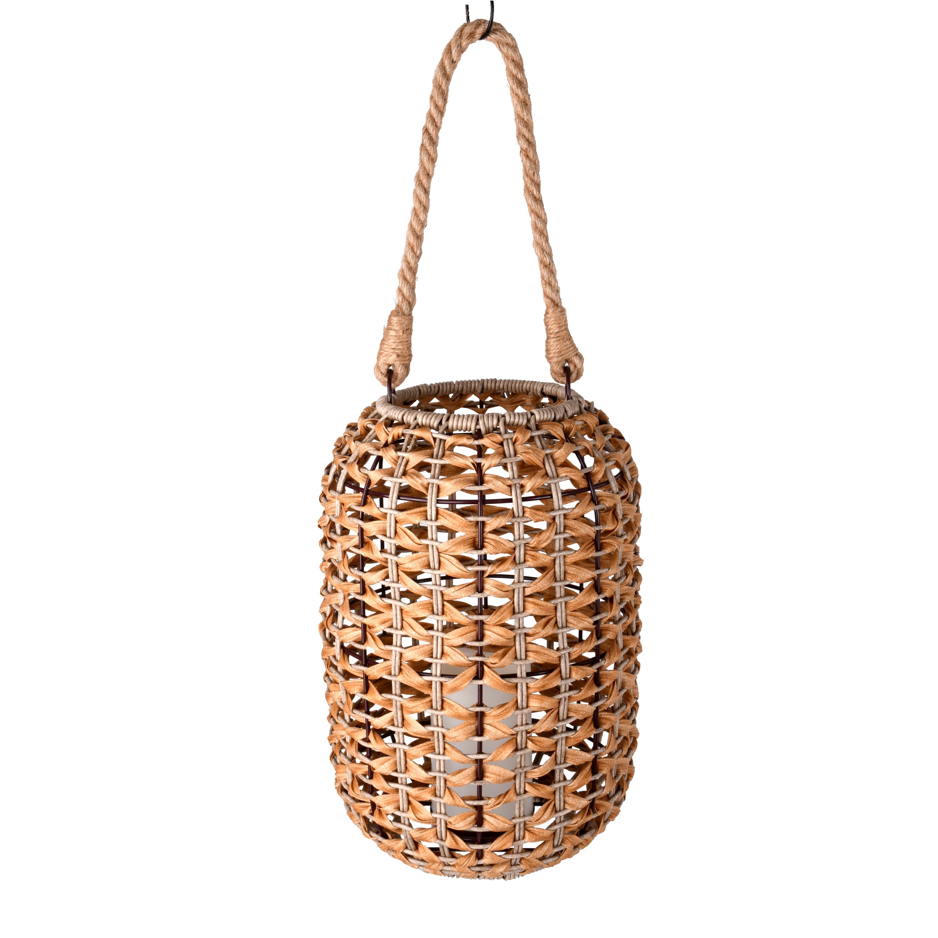 Better Homes & Gardens Battery-Operated Cylindric Ginger PE Rattan LED Lantern | Walmart (US)