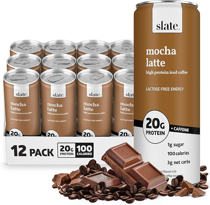 Slate Milk - High Protein Iced Coffee - Mocha Latte - 175mg Caffeine, Lactose Free Energy - 20g P... | Amazon (US)