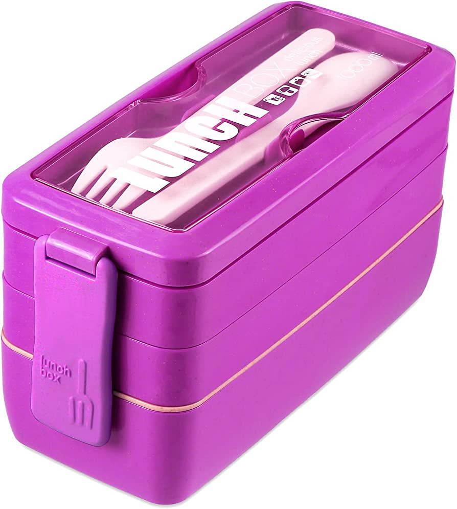 Bento Box Lunch Box, Iteryn 3-In-1 Compartment Containers - Wheat Straw, Leakproof Eco-Friendly S... | Amazon (US)