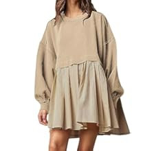 Sweatshirt Dress Women Oversized Patchwork Crewneck Long Sleeve Pullover Tops Fall Casual Flowy P... | Amazon (US)