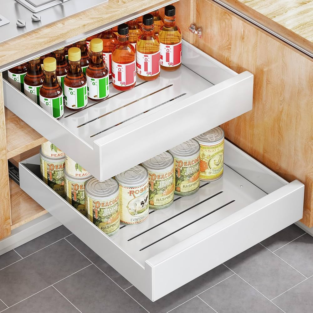 Pull Out Cabinet Organizer Fixed With Adhesive Nano Film,Heavy Duty Storage and Organization Slid... | Amazon (US)